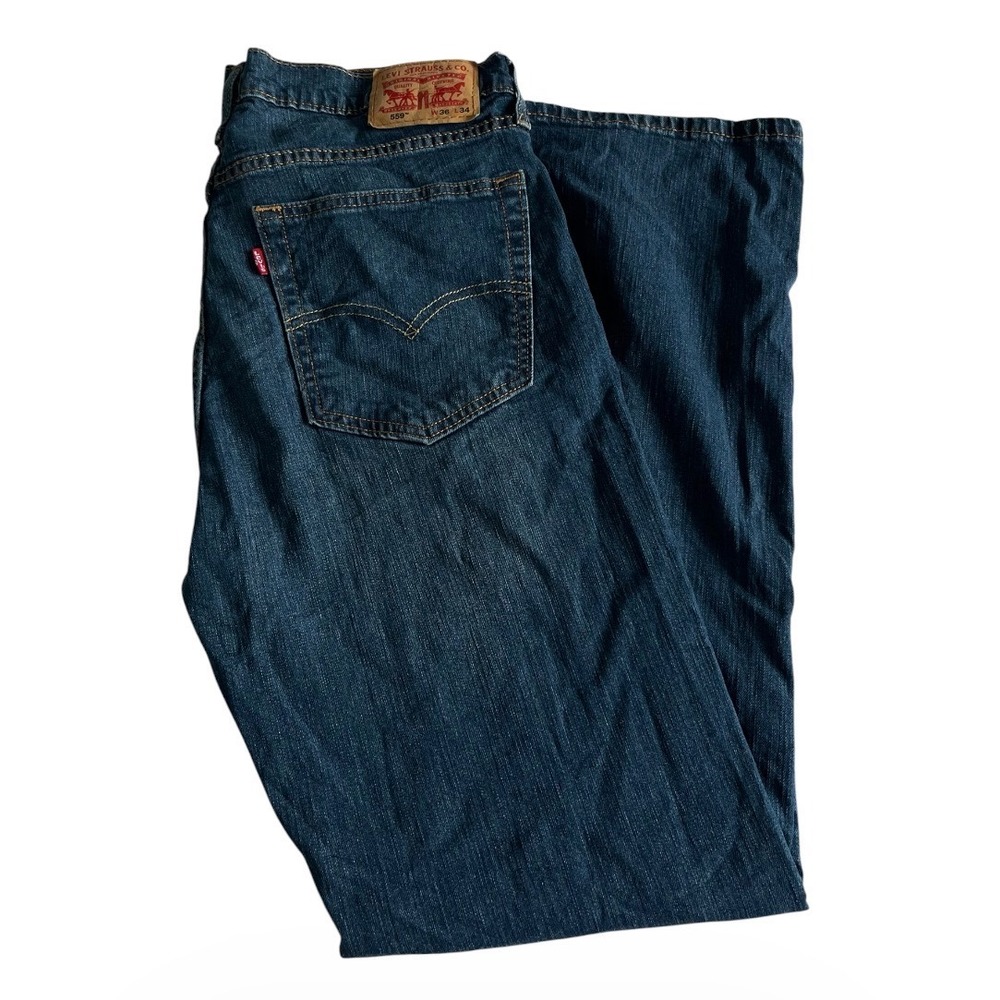 Levis 559 Relaxed Straight Jeans Mens 36x34 Blue Medium Wash Denim